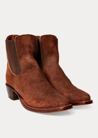 Botas Ralph Lauren Mujer Marrom - Chelsea Plainview Suede - IDKUJ3160